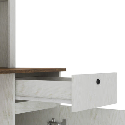 Hutch Home and Office Desk, Organized Workspace with Bookshelf, Drawers and Built-In Power Outlet