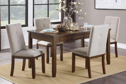 2-Piece Upholstered Chenille Dining Chairs, Comfortable Kitchen and Dining Room Chairs with Dark Cherry Wood Frame