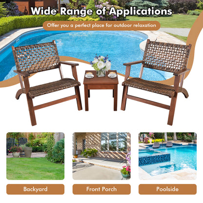 3-Piece Outdoor Wooden Patio Furniture Set