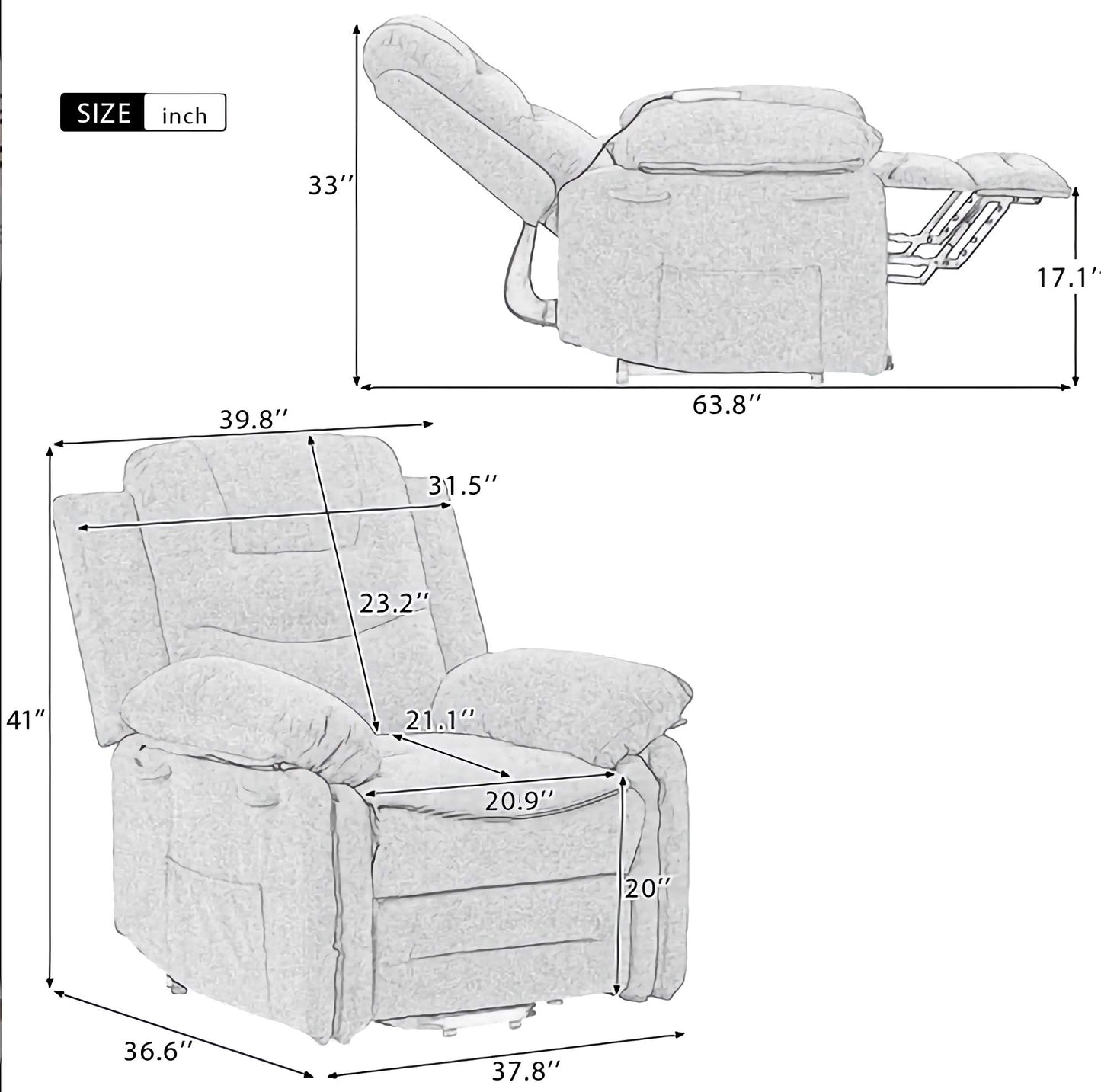 Massage and Heated Power Lift Reclining Sofa Chair, Ultimate Comfort and Easy Lift Function