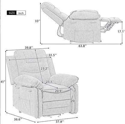 Massage and Heated Power Lift Reclining Sofa Chair, Ultimate Comfort and Easy Lift Function