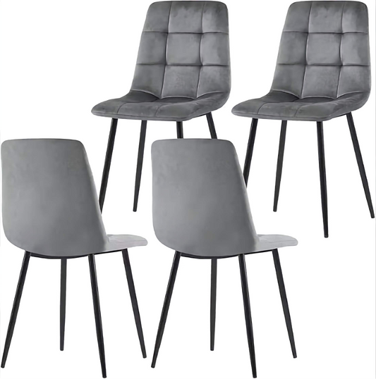 4-Piece Upholstered Dining Room Chair Set, Modern Kitchen Chair Set with Upholstered Seat and Metal Legs