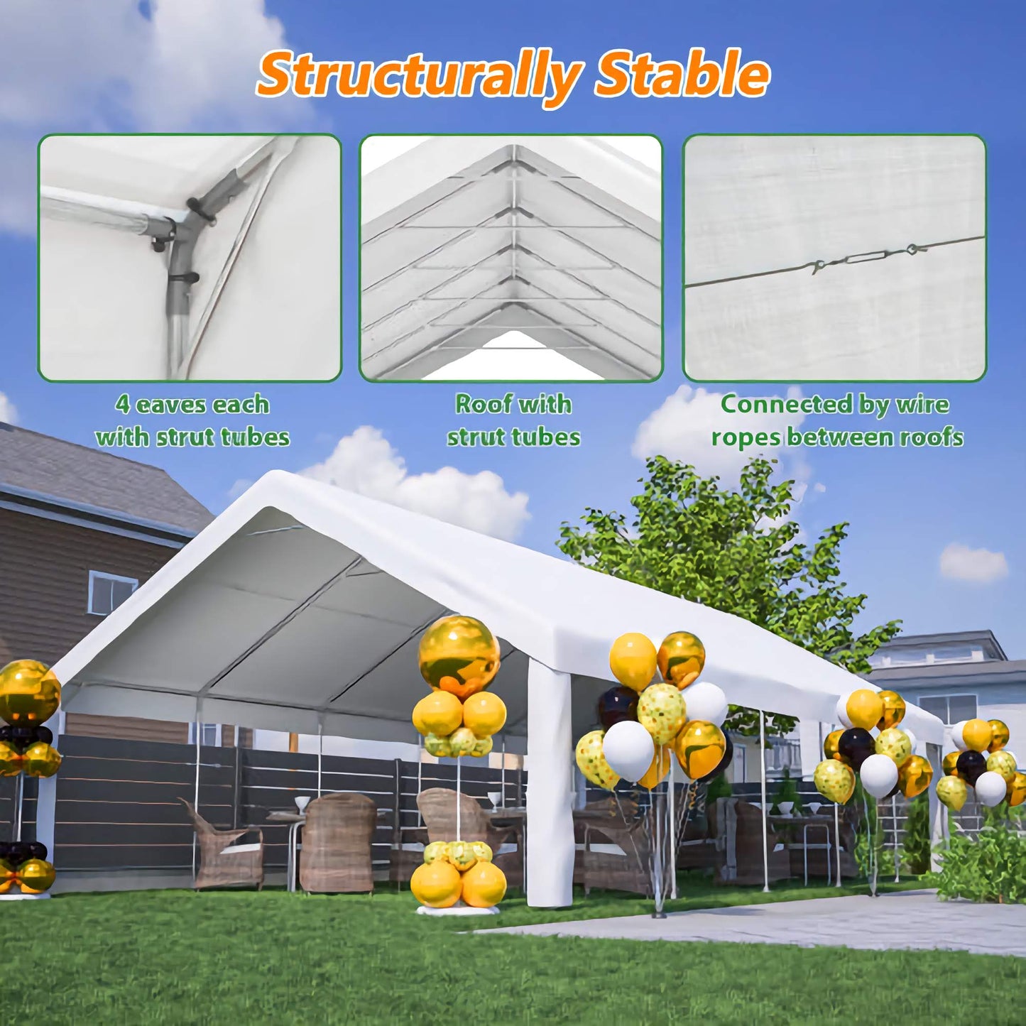 20x32ft. Outdoor Party Gazebo Tent with 3 Storage Bags and Removable Sidewalls