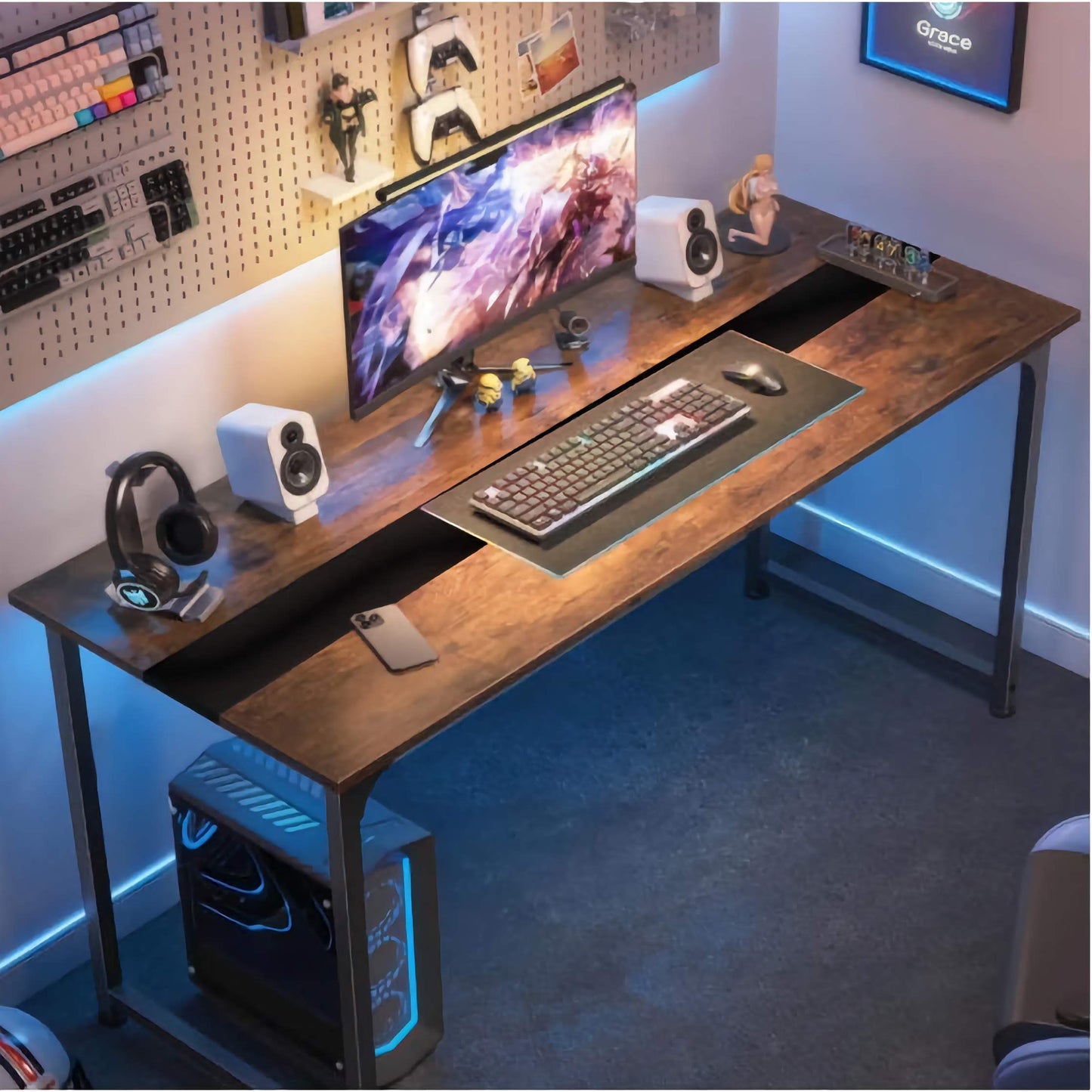 79in. Modern Home and Office Desk, Sturdy Workspace for Writing, Gaming, and Productivity
