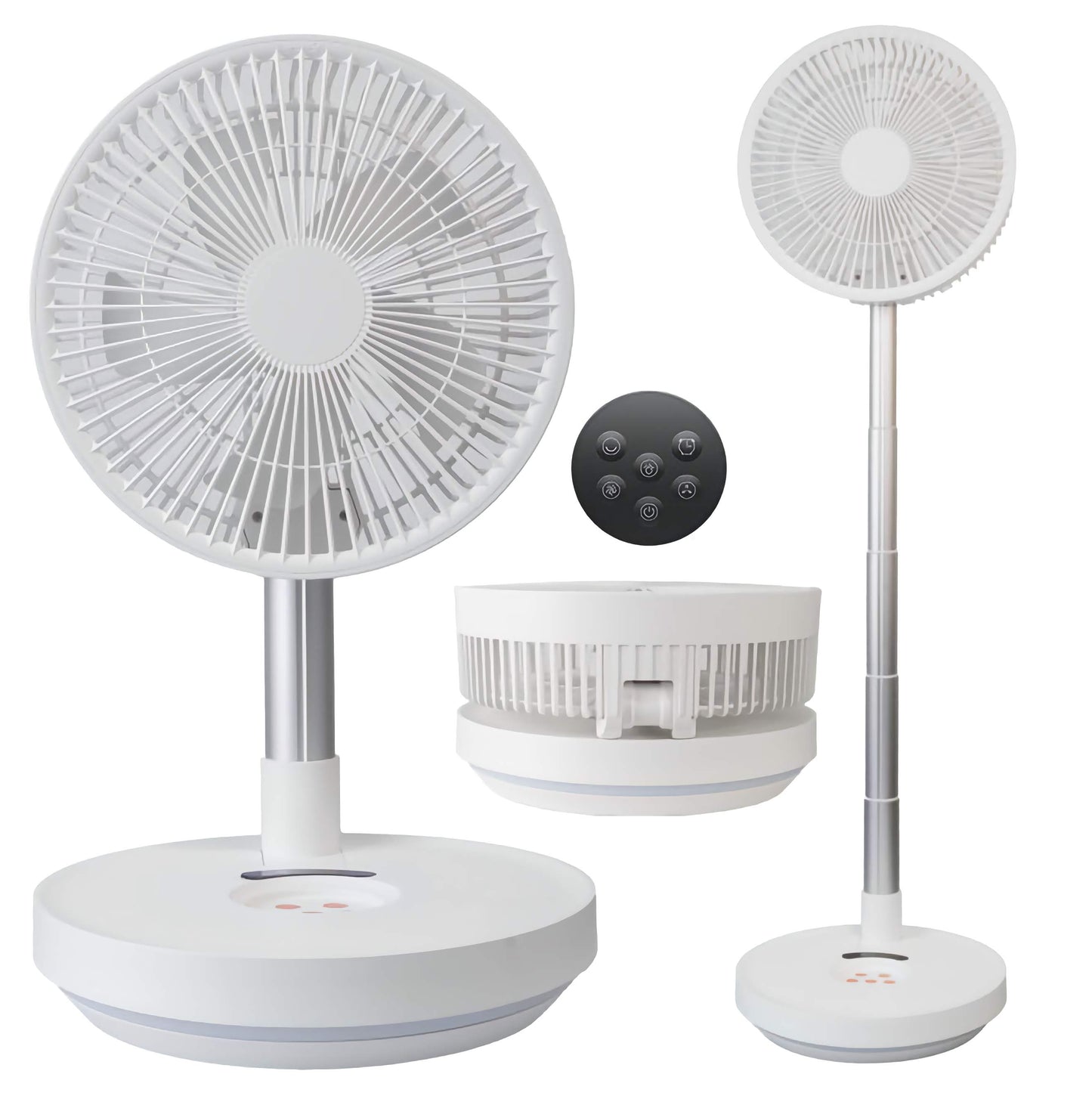 Indoor and Outdoor Retractable LED Fan, Oscillating Standing Fan, Rechargeable Pedestal