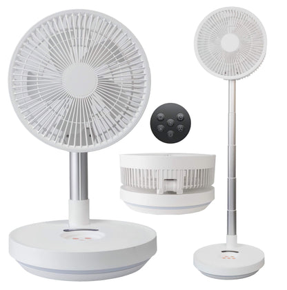 Indoor and Outdoor Retractable LED Fan, Oscillating Standing Fan, Rechargeable Pedestal