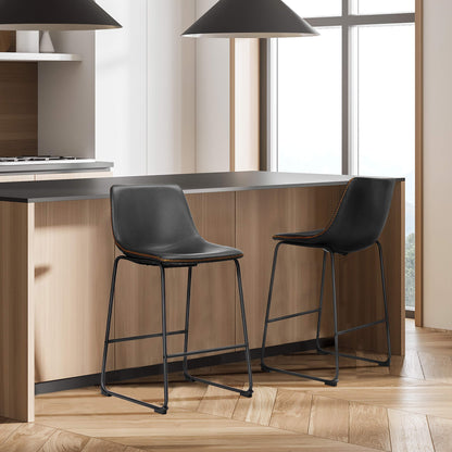 2-Piece Modern Kitchen Barstools, Comfortable Elevated Chairs for Dining Room or Kitchen Island