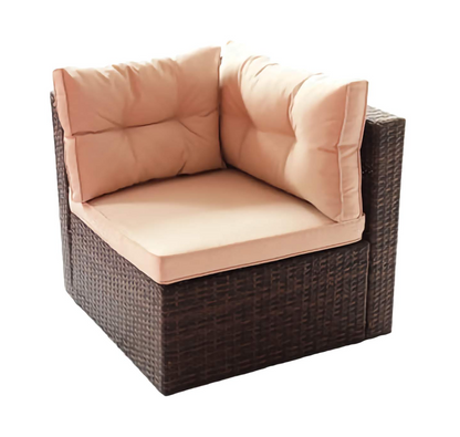 7-Piece Seasonal Patio Sofa Set, Comfortable Outdoor Garden Furniture with Sturdy PE Rattan Base