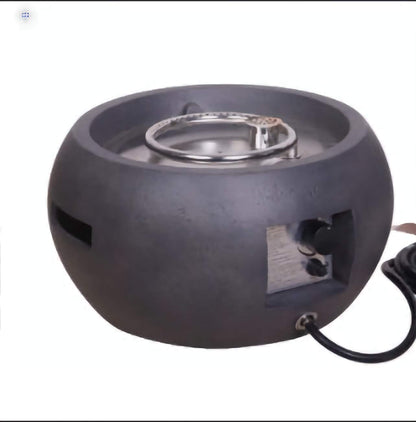 22in. Outdoor Propane Fire Pit, Stylish Round Base with Concrete-Look Texture for Patio and Backyard