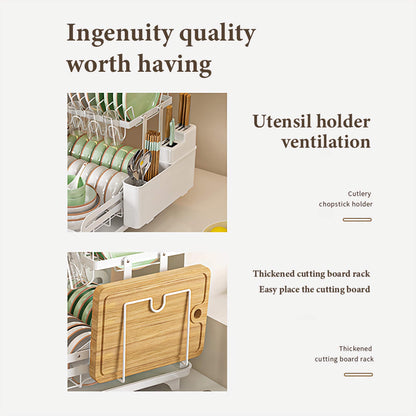 Collapsible All-In-One Kitchen Dish Rack with Multiple Compartments, Integrated Drainage, Easy Storage Dish Holder