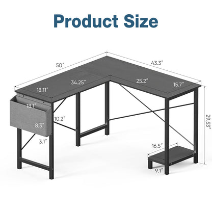 L-Shaped Computer/Office Desk, Modern Corner Desk for Home Office, Study, or Gaming Setup