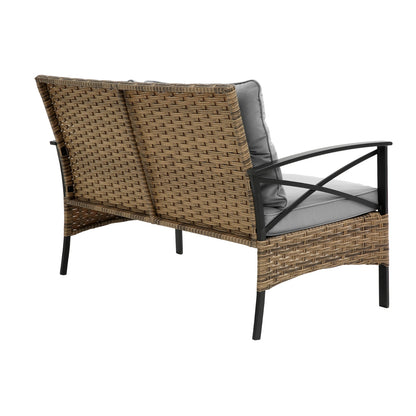 4-Piece Patio Sectional Sofa Set, KD Rattan Wicker, Outdoor Garden Furniture