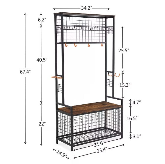 Versatile Equipment Storage Rack with Bench Storage