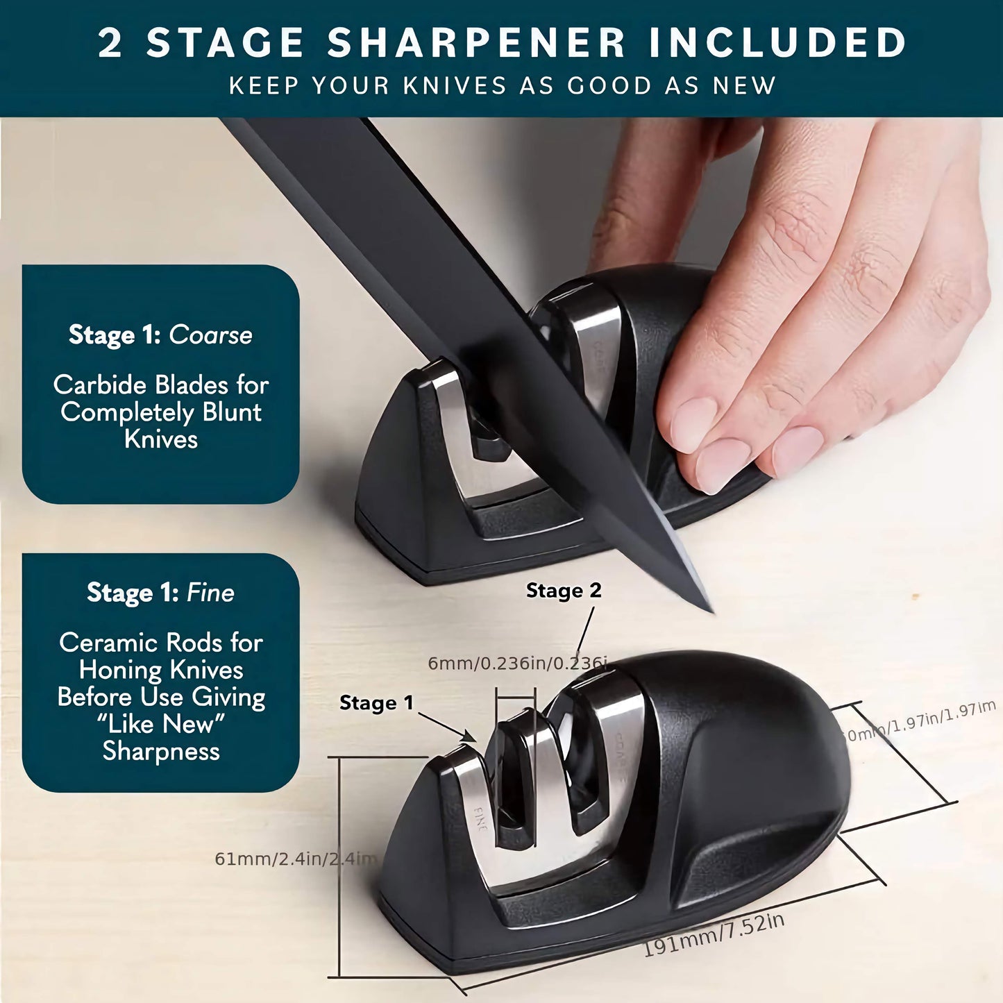 7-Piece Chef Knife Set, Premium Carbon Stainless Steel Kitchen Knives with Ergonomic Non-Slip Handles