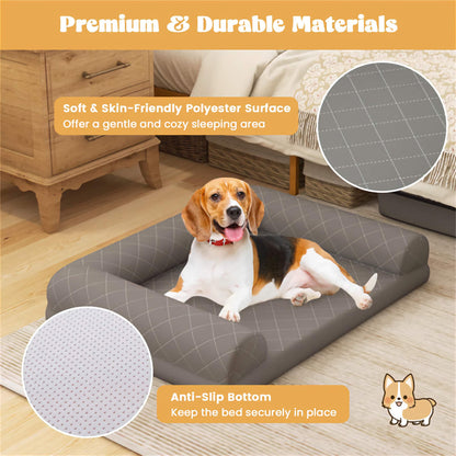 36in. Egg-Crate Orthopedic Pet Bed, Soft Polyester Surface with Elevated Bolsters for Comfort and Joint Support
