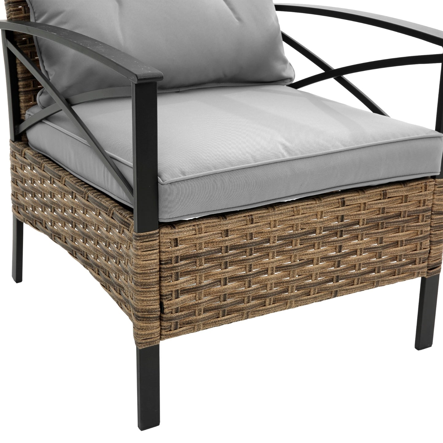 4-Piece Patio Sectional Sofa Set, KD Rattan Wicker, Outdoor Garden Furniture