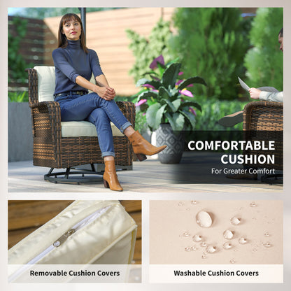 4-Piece Patio Furniture Set, Rattan Conversation Set with Swivel Glider Chairs, Table, Loveseat