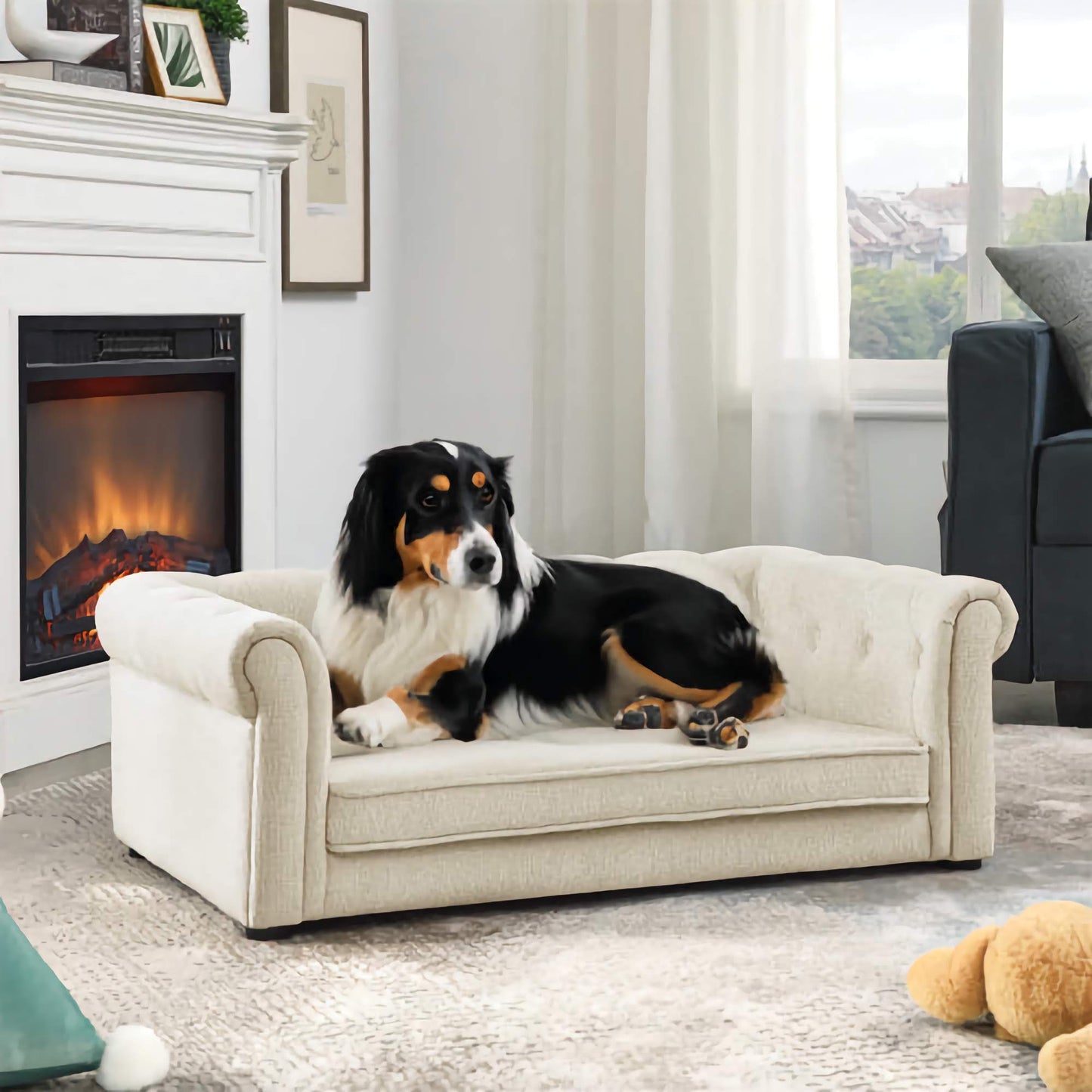 Elegant Raised Pet Sofa Bed, Comfortable Rectangular Bed for Medium and Large Pets with Supportive Design