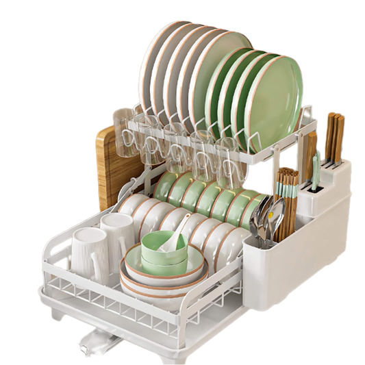 Collapsible Kitchen Dish Rack, Dish Storage with Multiple Compartments and Integrated Drainage
