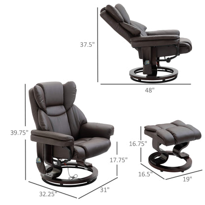Massage Recliner Chair with Ottoman, 10-Point Vibrating Swivel, for Bedroom and Living Room