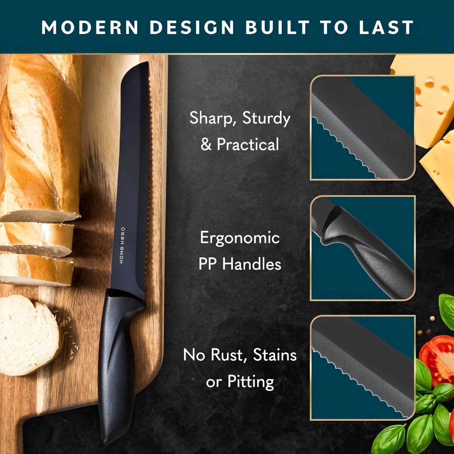 7-Piece Chef Knife Set, Premium Carbon Stainless Steel Kitchen Knives with Ergonomic Non-Slip Handles