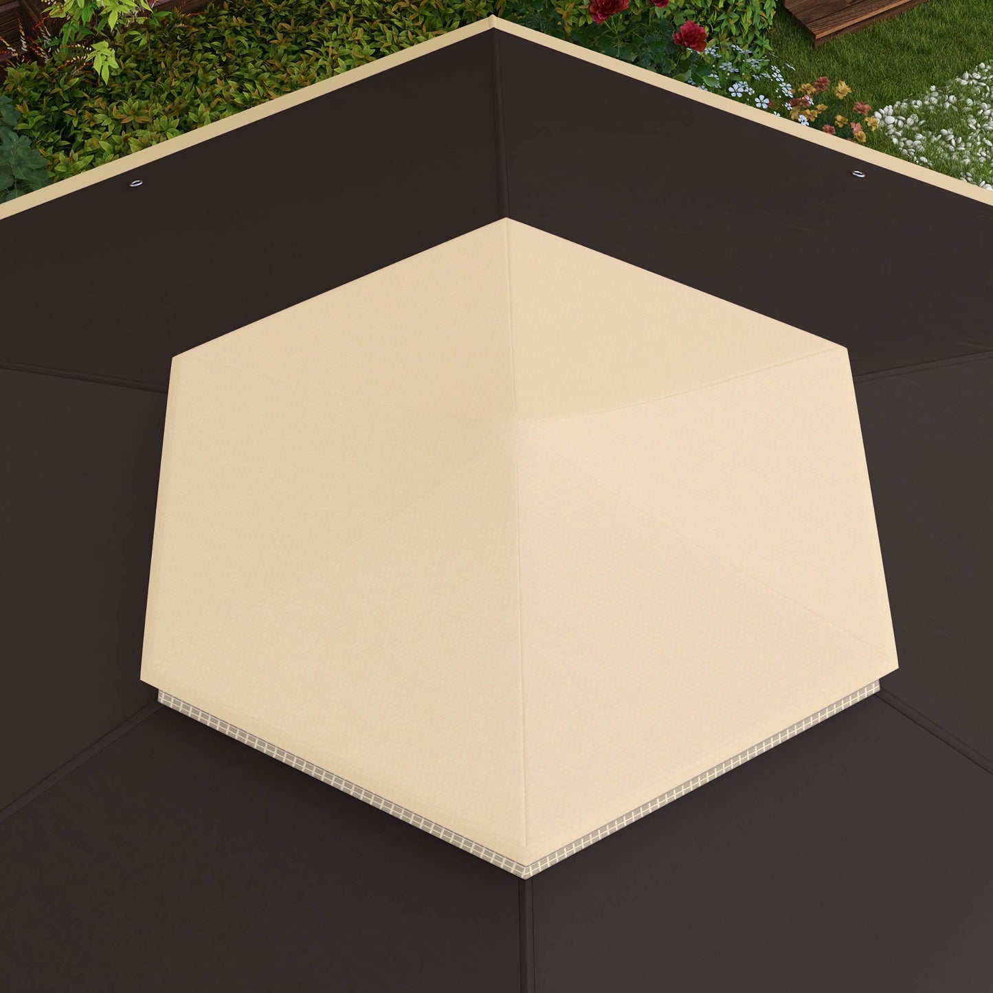 Outsunny 13x13ft. Pop Up Gazebo, Hexagonal Canopy Shelter with 6 Zippered Mesh Netting