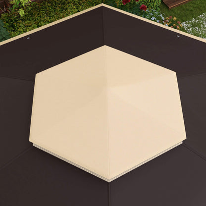 Outsunny 13x13ft. Pop Up Gazebo, Hexagonal Canopy Shelter with 6 Zippered Mesh Netting