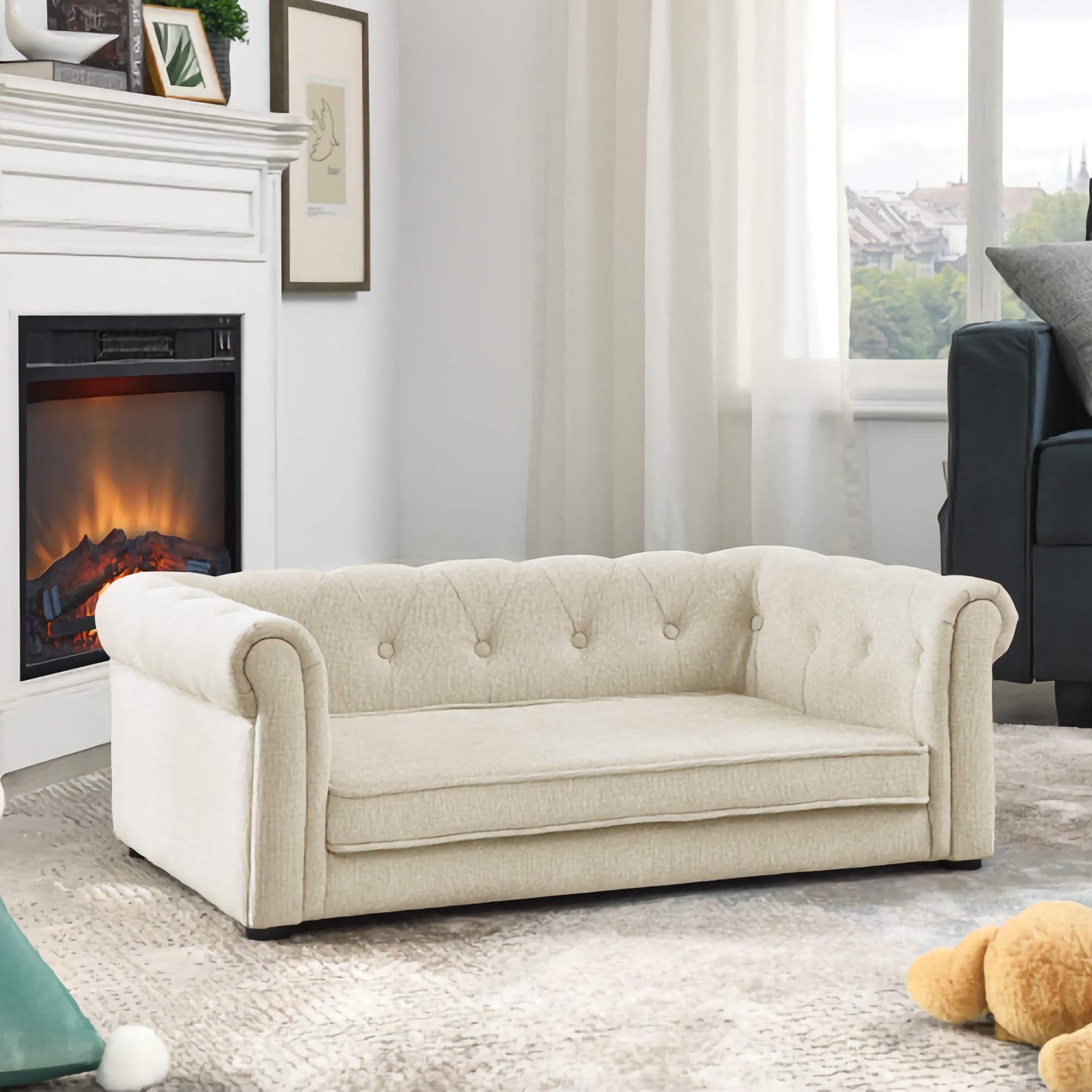 Elegant Raised Pet Sofa Bed, Comfortable Rectangular Bed for Medium and Large Pets with Supportive Design