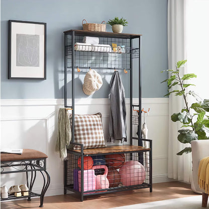 Versatile Equipment Storage Rack with Bench Storage