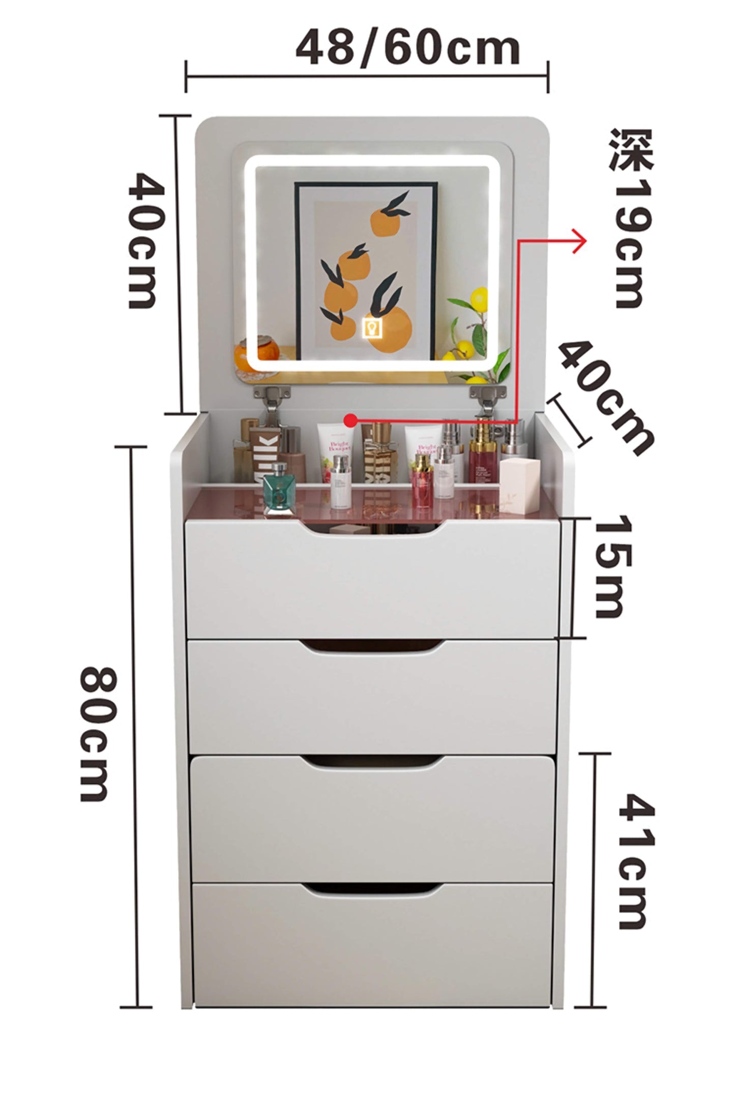 3-in-1 Makeup Vanity Desk, Stylish Table with Flip-Top Mirror, Transparent Glass Top, and Organized Storage Drawers