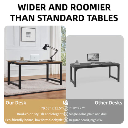 79in. Modern Home and Office Desk, Sturdy Workspace for Writing, Gaming, and Productivity
