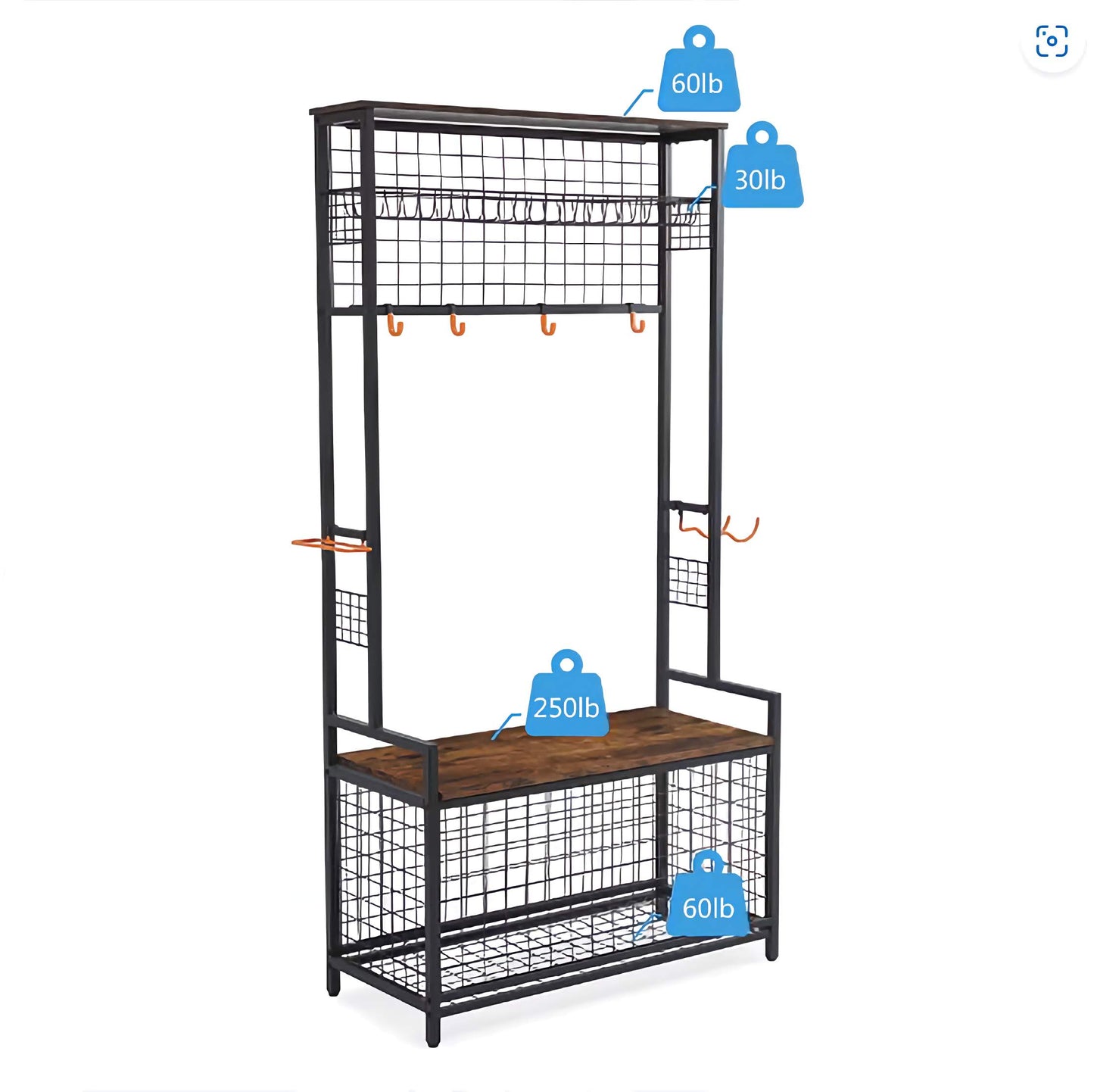 Versatile Equipment Storage Rack with Bench Storage