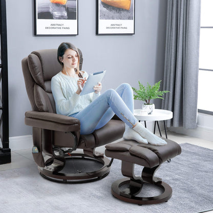 Massage Recliner Chair with Ottoman, 10-Point Vibrating Swivel, for Bedroom and Living Room