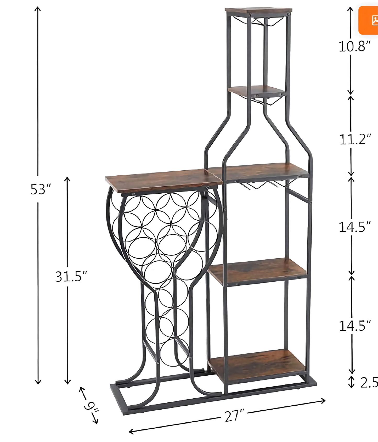 Freestanding Bar Organizer, Stylish Bottle Rack with Modern Shelf and Glass Holder for Wine and Spirits