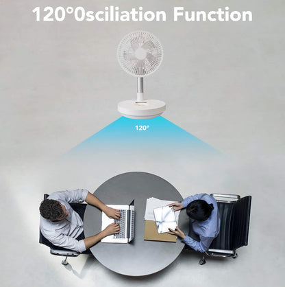 Indoor and Outdoor Retractable LED Fan, Oscillating Standing Fan, Rechargeable Pedestal