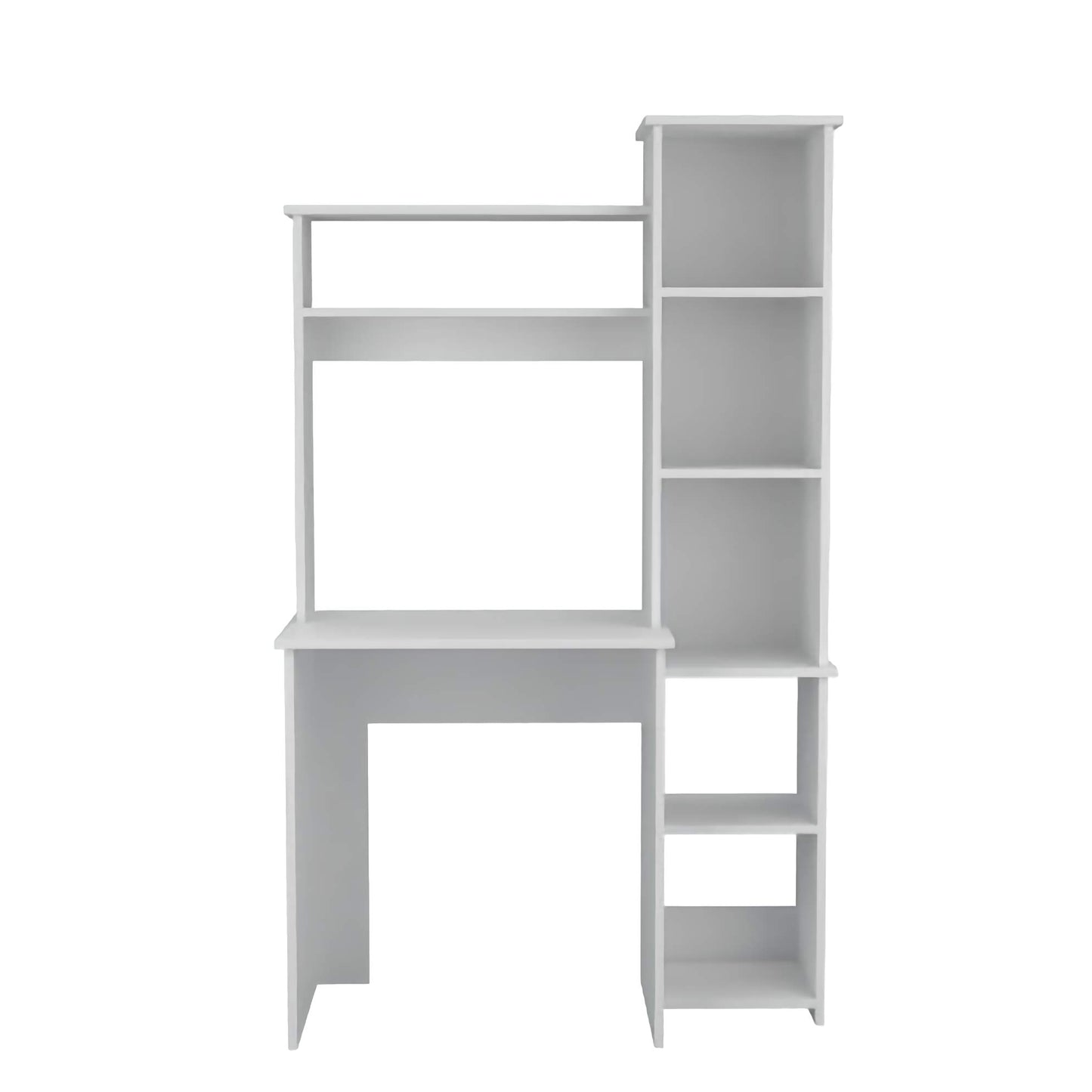 Hutch Home and Office Desk, Compact Desk with Side Bookcase for Organized Small Spaces