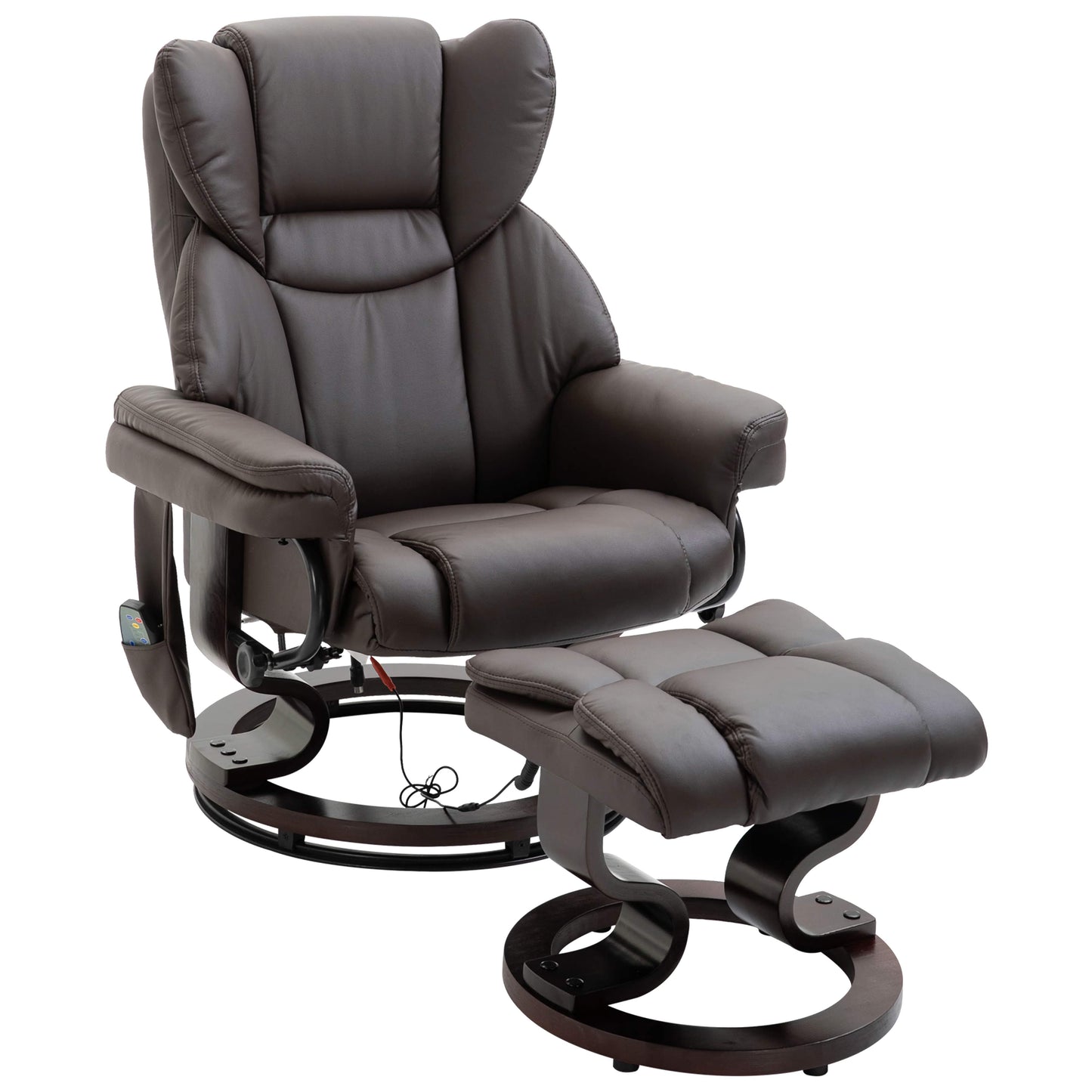 Massage Recliner Chair with Ottoman, 10-Point Vibrating Swivel, for Bedroom and Living Room
