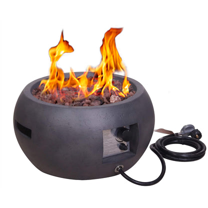 22in. Outdoor Propane Fire Pit, Stylish Round Base with Concrete-Look Texture for Patio and Backyard