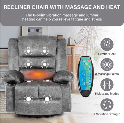 Massage and Heated Reclining Lounge Chair, Adjustable Padded Sofa for Ultimate Comfort and Relaxation