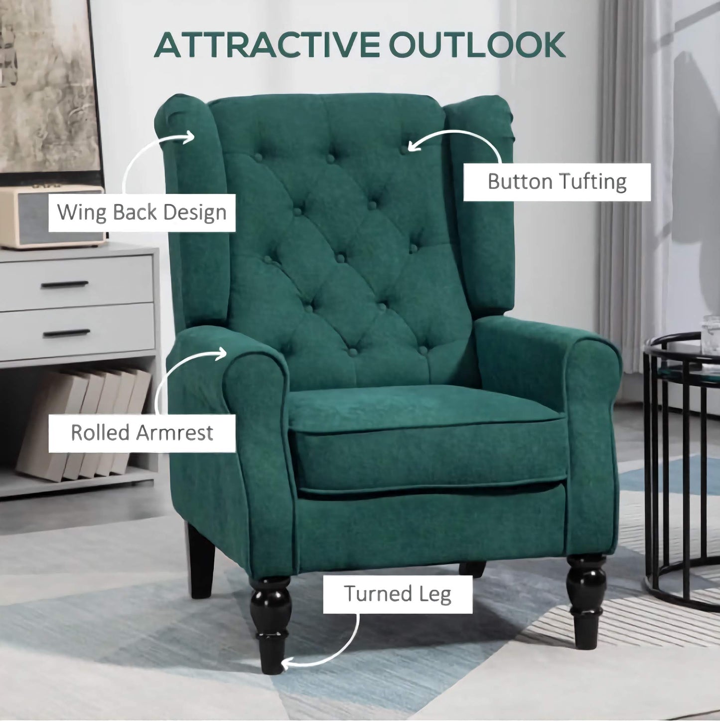HomCom Luxury Massage Recliner Chair, Tufted Accent Sofa for Ultimate Comfort and Relaxation