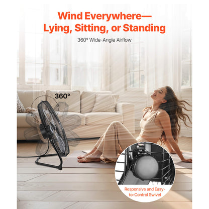 VEVOR 20in. High-Velocity Portable Industrial Fan, 3 Adjustable Speeds and 360° Tilt for Maximum Airflow